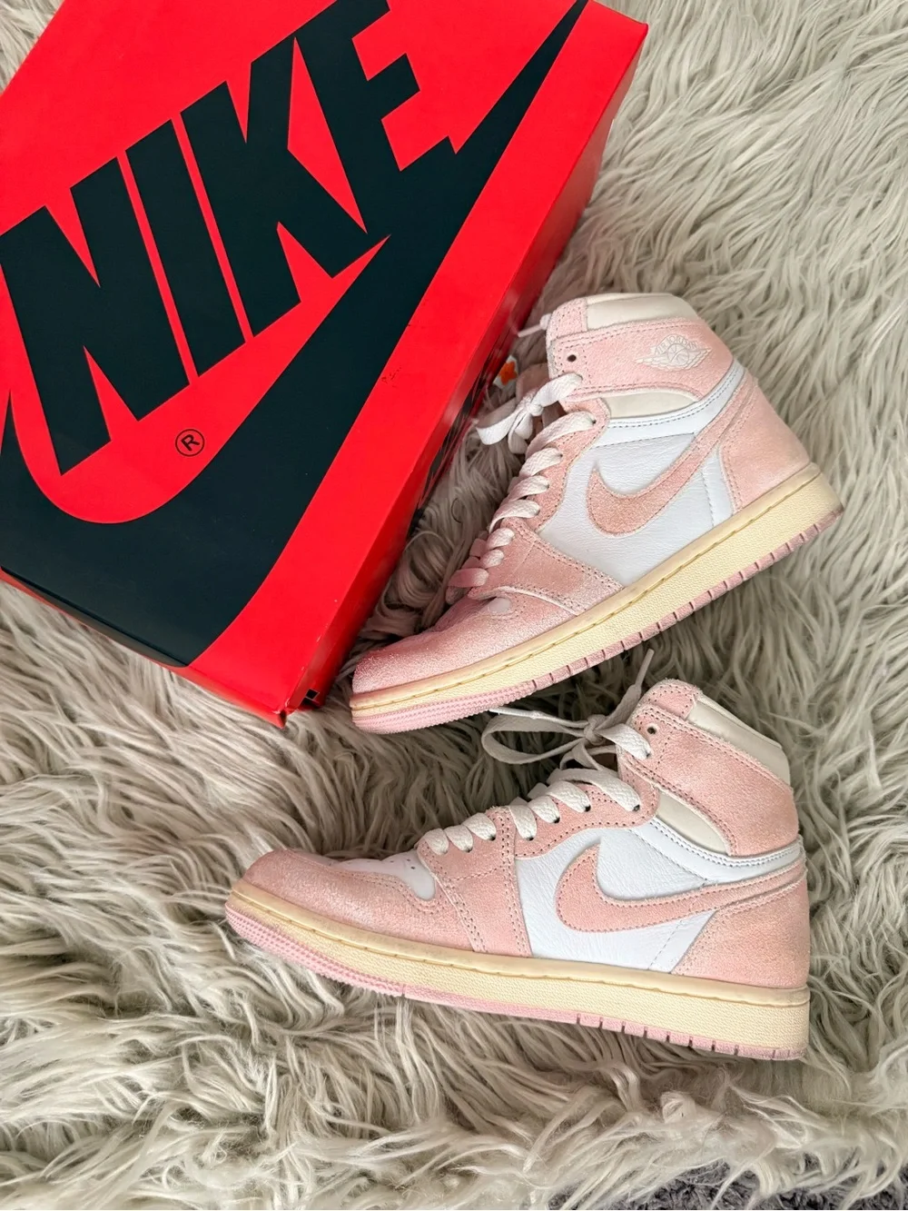 Nike Women’s High-Top Sneakers — Light Pink & White